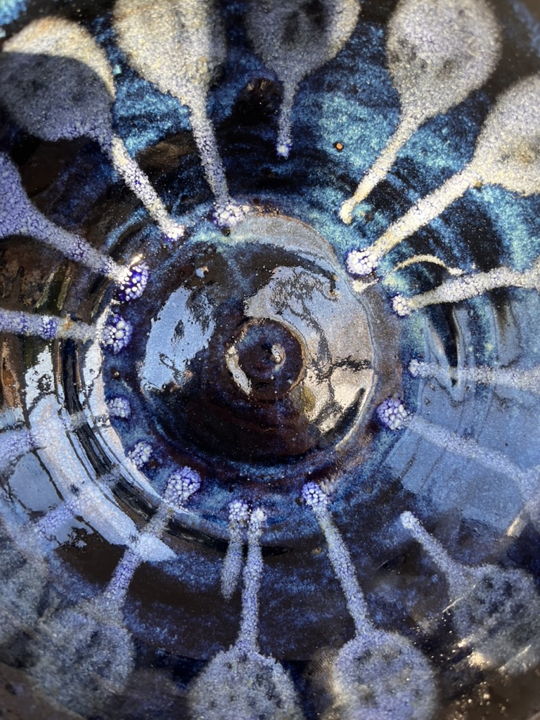 Close-up of ceramic glaze patterns